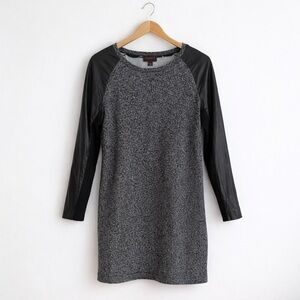 Danier Leather Sleeve Sweatshirt Mini Dress - Moto Minimalist - Size M